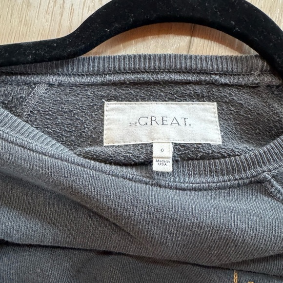 THE GREAT. Women’s Limited Edition Vote Embroidered Terry Charcoal Sweatshirt - Picture 2 of 4